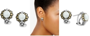 EFFY Collection EFFY&reg; Cultured Freshwater Pearl (7mm) Flower Stud Earrings in Sterling Silver & 18k Gold Over Silver